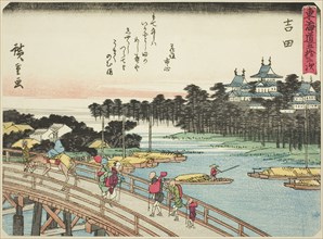 Yoshida, from the series "Fifty-three Stations of the Tokaido (Tokaido gojusan tsugi..., c. 1837/42. Creator: Ando Hiroshige.