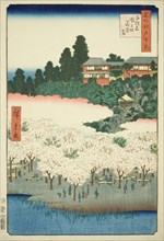 The Flower Pavilion on Dango Slope, Sendagi (Sendagi Dangozaka Hanayashiki), from the seri..., 1856. Creator: Ando Hiroshige.