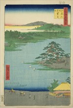 The Robe-hanging Pine at Senzoku Pond (Senzoku no ike Kesakakematsu), from the series..., 1856. Creator: Ando Hiroshige.