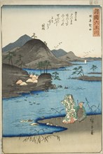 The Noda Jewel River in Mutsu Province (Mutsu Noda), from the series "Six Jewel Rivers...,1857. Creator: Ando Hiroshige.