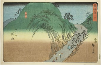 Okabe: Mount Utsu (Okabe, Utsunoyama)—No. 22, from the series "Fifty-three Stations..., c. 1847/52. Creator: Ando Hiroshige.