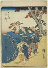 Ishibe, from the series "Fifty-three Stations [of the Tokaido] (Gojusan tsugi)," also known...,1852. Creator: Ando Hiroshige.