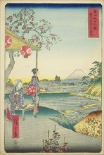 View of Mount Fuji from a Teahouse at Zoshigaya (Zoshigaya Fujimi chaya), from the..., 1858. Creator: Ando Hiroshige.
