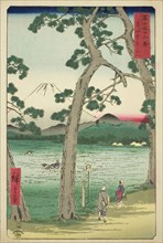 Mout Fuji Seen from the Left on the Tokaido (Tokaido hidari Fuji), from the series "Thirty...,1858. Creator: Ando Hiroshige.