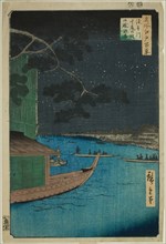 Pine of Success and Oumayagashi at Asakusa River (Asakusagawa shubi no matsu Oumayagashi),..., 1856. Creator: Ando Hiroshige.