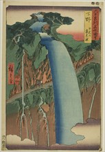 Shimotsuke Province: Urami Waterfall in Mount Nikko (Shimotsuke, Nikkosan Urami no taki), ..., 1853. Creator: Ando Hiroshige.