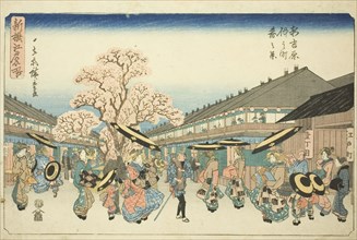 Spring Scene of Nakanocho in the New Yoshiwara (Shin Yoshiwara Nakanocho haru no..., c. 1839/42. Creator: Ando Hiroshige.