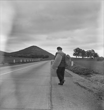 The trek of bums, tramps, single transients, and undesirable indigents..., California, 1936. Creator: Dorothea Lange.