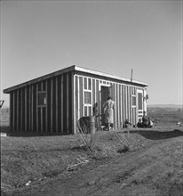 Temporary housing for the settlers, Bosque Farms project, New Mexico, 1935. Creator: Dorothea Lange.