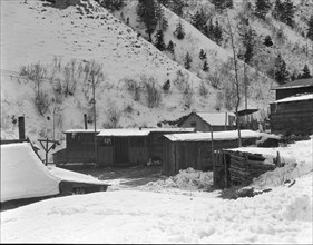 Miner's housing, company-owned, in Utah coal town, Consumers, near Price, Utah, 1936. Creator: Dorothea Lange.