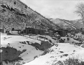 Utah coal miners' houses, Blue Blaze mine, Consumer, near Price, Utah., 1936. Creator: Dorothea Lange.