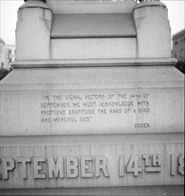 One side of the monument erected to race prejudice, New Orleans, Louisiana, 1936. Creator: Dorothea Lange.