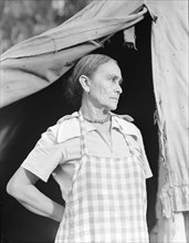 Migratory woman, Greek, living in a cotton camp near Exeter, California, 1936. Creator: Dorothea Lange.