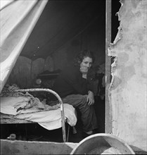 Daughter of migrant Tennessee coal miner, living in the American River Camp..., CA, 1936. Creator: Dorothea Lange.