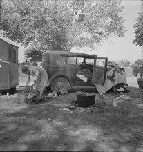 Wife of migratory worker in auto camp, California, 1936. Creator: Dorothea Lange.