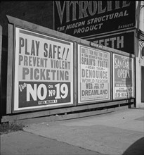 Signboards in San Francisco, California, 1937. Creator: Dorothea Lange.