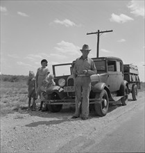 Migrant oil worker and family near Odessa, Texas, 1937. Creator: Dorothea Lange.