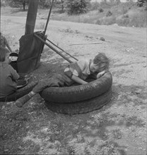 She lives on "Scratch Hill," outside Atoka, Oklahoma, Atoka County, Oklahoma, 1938. Creator: Dorothea Lange.
