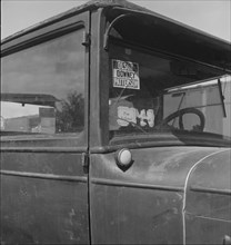 Car of migrant agricultural worker on strike..., Bakersfield, California, 1938. Creator: Dorothea Lange.