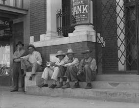 On the steps of the bank in the public square, Memphis, Texas, 1937. Creator: Dorothea Lange.