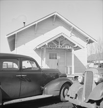 Sunday morning service, Tranquillity, California. 1938. Creator: Dorothea Lange.