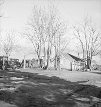 Migrants' winter quarters, Farmersville, Tulare County, 1939. Creator: Dorothea Lange.