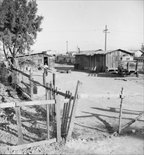 Rent eight dollars per month, near Bakersfield, California, 1939. Creator: Dorothea Lange.
