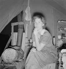 Young mother, aged twenty-two..., FSA mobile camp, Merrill, Klamath County, Oregon, 1939. Creator: Dorothea Lange.