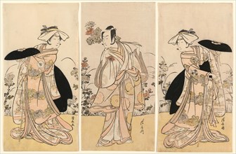 Bando Mitsugoro II as Tennen no Mansaku-kitsune and Ichikawa Monnosuke III as Nikaido..., 1778. Creator: Torii Kiyonaga.