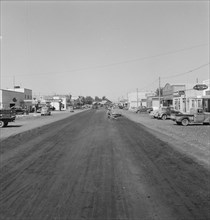Looking down main street of a frontier..., Tulelake, Siskiyou County, California, 1939. Creator: Dorothea Lange.