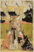 The Actors Sawamura Sojuro III as Soga no Juro, Osagawa Tsuneyo II as Oiso no Tora, Azuma ..., 1784. Creator: Torii Kiyonaga.