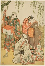 The Actors Ichikawa Yaozo III as Shiragiku, Ichikawa Danjuro V as the puppeteer Dekurokube..., 1785. Creator: Torii Kiyonaga.