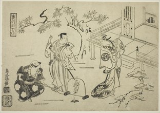 The Actors Ichimura Tamagashiwa I as Iwaki Hime, Murayama Heiemon III as Katsuta Jiro, and..., 1716. Creator: Torii Kiyomasu I.