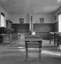 Interior of eastern Oregon one-room county school, Baker County, Oregon, 1939. Creator: Dorothea Lange.