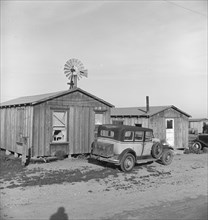 Cabins which rent for ten dollars a month, Greenfield, Salinas Valley, California, 1939. Creator: Dorothea Lange.