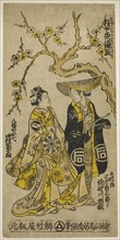 The Actors Sanogawa Ichimatsu I as Senjiro disguised as Kichisaburo and Nakamura Tomijuro ..., 1742. Creator: Torii Kiyomasu.