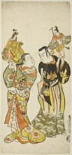 The Actors Yamashita Kinsaku I and Hayakawa Hatsuse as puppeteers in the play "Diary Kept ..., 1725. Creator: Torii Kiyomasu.