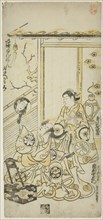 The Actors Tamazawa Saijiro I as Oiso no Tora and Ichimura Uzaemon VIII as Soga no Juro in..., 1743. Creator: Torii Kiyomasu.