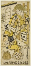 The Actors Ichikawa Danjuro II as Onio Shinzaemon and Ichikawa Masugoro as Soga no Goro in..., 1735. Creator: Torii Kiyonobu II.