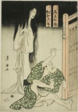 The actors Onoe Matsusuke I as the ghost of the wet-nurse Iohata and Matsumoto Kojiro..., c. 1804. Creator: Utagawa Toyokuni I.
