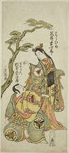 The Actors Iwai Hanshiro IV as Sakura Hime and Matsumoto Koshiro IV as Priest Seigen in th..., 1773. Creator: Torii Kiyomitsu.