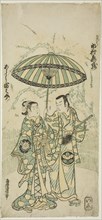 The Actors Ichimura Kamezo I as Kanto Koroku and Arashi Tominosuke I as Hayasaki in the pl..., 1748. Creator: Torii Kiyonobu II.