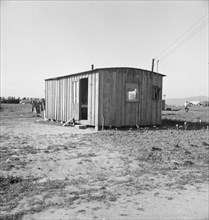 Housing for rapidly growing settlement of lettuce workers on fringe of town, Salinas, CA , 1939. Creator: Dorothea Lange.