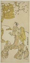 The Actors Segawa Kikunojo II, Ichikawa Komazo II, and Arashi Otohachi I in the play "Fude..., 1768. Creator: Torii Kiyotsune.