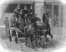 ''The Metropolitan Fire Brigade; Twenty five seconds after the Ringing of the Bell', 1888. Creator: Unknown.