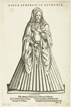 Vidua Senensis in Hetruria (Widow of Siena in Tuscany) from H. Weigel's Trachtenbuch...1937. Creators: Jost Ammon, Max Geisberg, Hans Weigel.