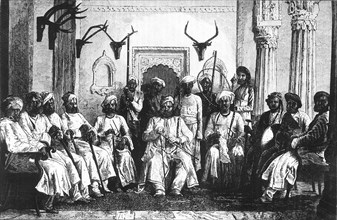 'The Maharajah of Rewah and Court', c1891. Creator: James Grant.