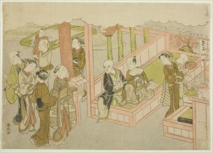 The Introduction (Miai), the first sheet from the series "Marriage in Brocade Prints ..., c. 1769. Creator: Suzuki Harunobu.