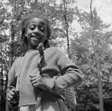 A camper all ready to start on a hike at Camp Fern Rock, Bear Mountain, New York, 1943 Creator: Gordon Parks.