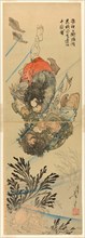 Zhang Shun, the White Splash in the Waves, and Li Kui, the Black Whirlwind, in a..., September 1887. Creator: Tsukioka Yoshitoshi.